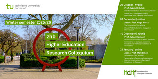 zhb Higher Education Research Colloquium: Talks in the winter semester 2025/26 Announcement card for the talks at the research colloquium in the winter semester 2025/26