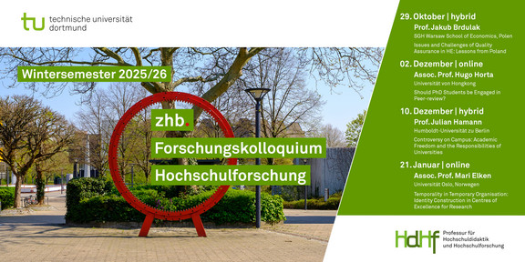 zhb Forschungskolloquium Hochschulforschung: Vorträge im Wintersemester 2025/26 Ankündigungskarte für die Vorträge des Forschungskolloquiums im Wintersemester 2025/26