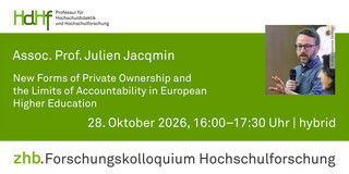 Ankündigung des Vortrags von Assoc. Prof. Julien Jacqmin Ankündigungskarte des Vortrags mit einem Porträtfoto von Assoc. Prof. Julien Jacqmin
